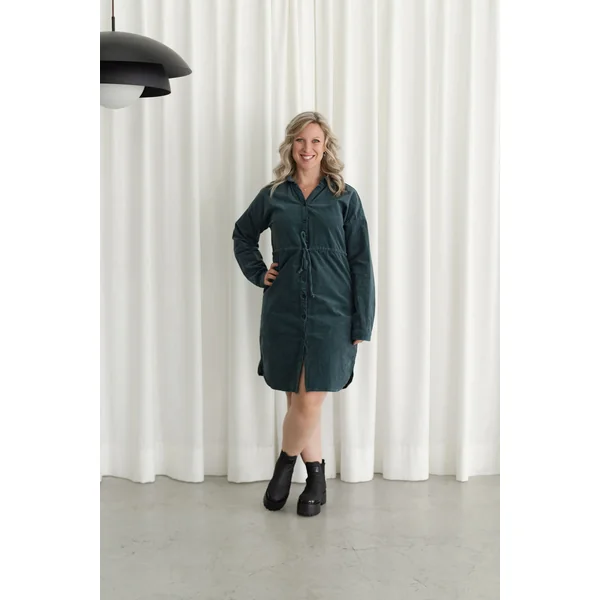 Robe chemise en corduroy - sarcelle