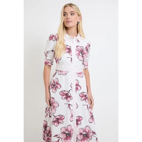 Robe Chemise Florale En Coton D'été Petite