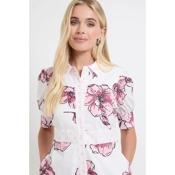 Robe Chemise Florale En Coton D'été Petite