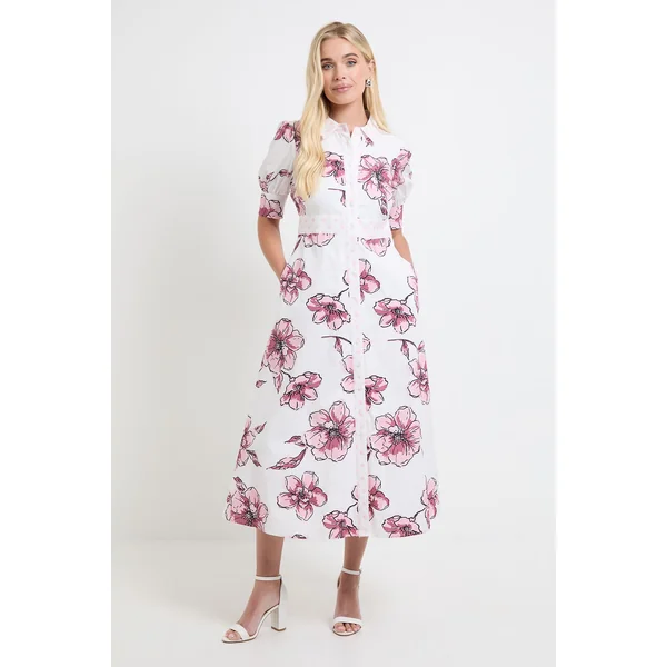 Robe Chemise Florale En Coton D'été Petite