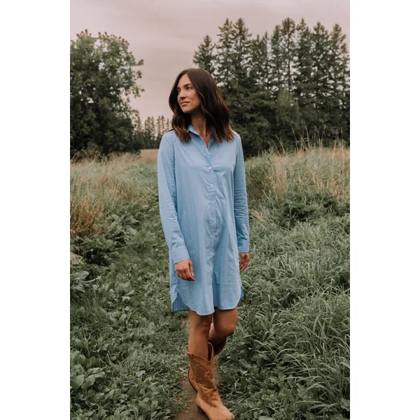 Robe chemise à rayures - combo bleu