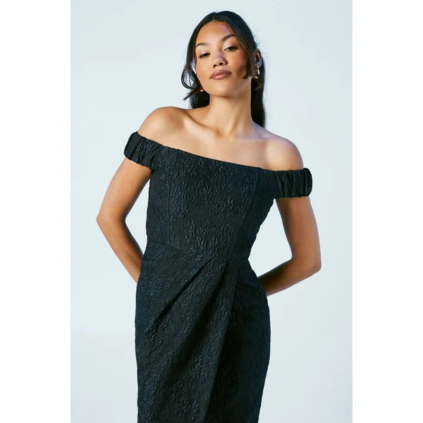 Robe Colonne Jacquard Bardot pour Demoiselle d'Honneur