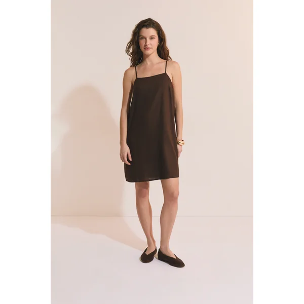 Robe courte en lin mélangé
