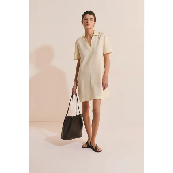 Robe courte en lin mélangé