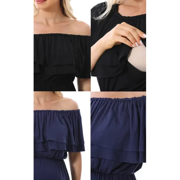 Robe D’Allaitement Chic Épaules Nues