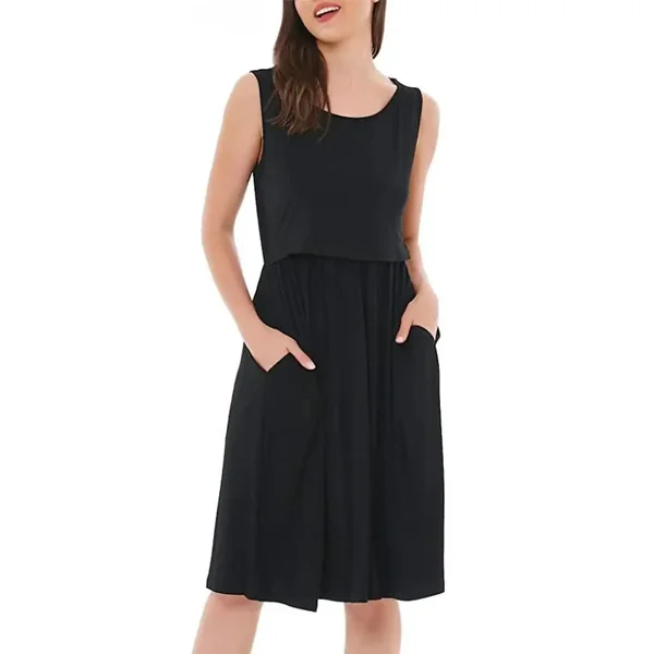 Robe D’Allaitement Mi-Longue Unie