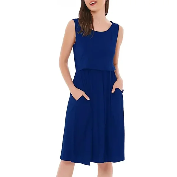 Robe D’Allaitement Mi-Longue Unie