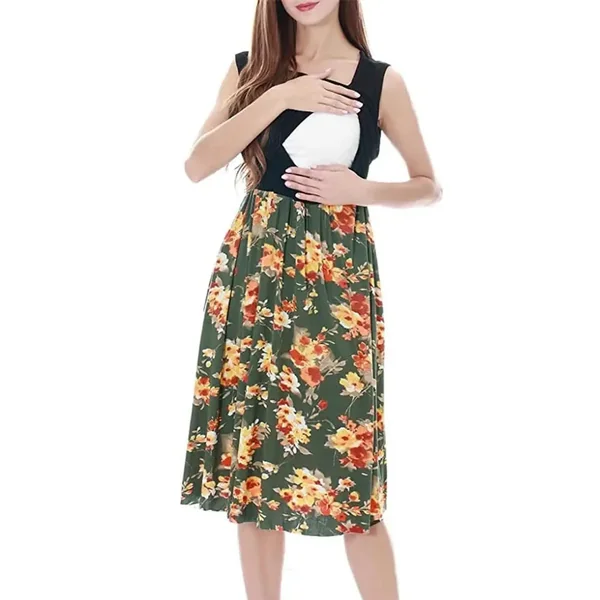 Robe D’Allaitement Mi-Longue Unie