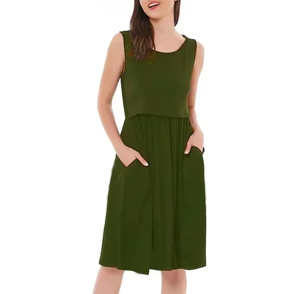 Robe D’Allaitement Mi-Longue Unie