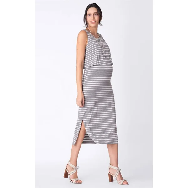 Robe D'allaitement Rayée Grise