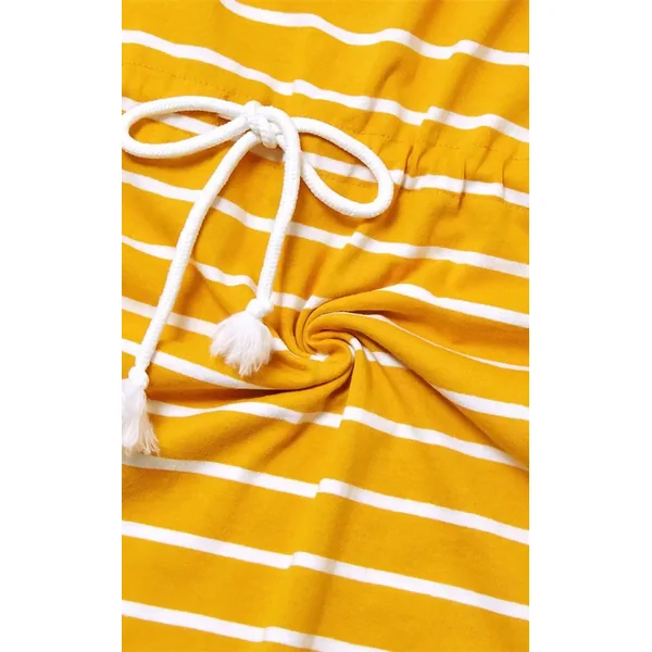 Robe D’Allaitement Rayée Jaune à Manches Courtes