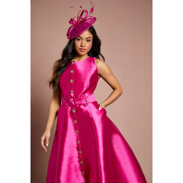 Robe de Bal Petite Boutonnée avec Ceinture