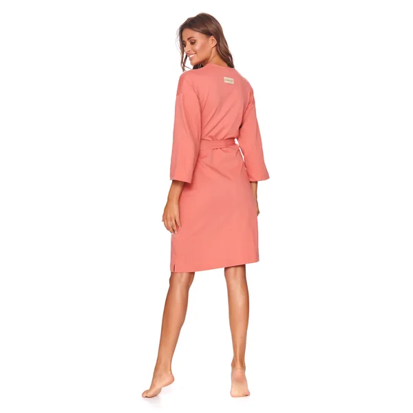 Robe de chambre de grossesse en coton biologique - Corail/Lilas - Reste S et L
