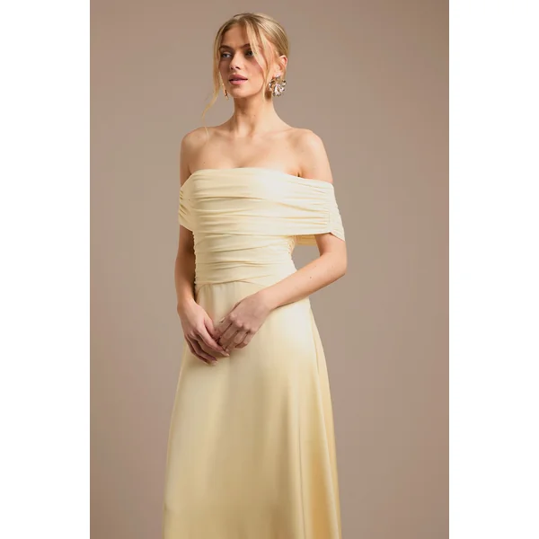 Robe De Demoiselle D'honneur Bardot En Tulle Et Satin