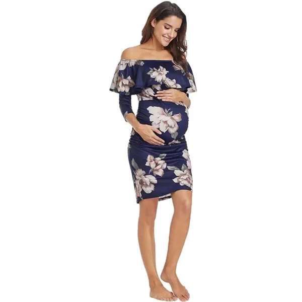 Robe de Grossesse Bleu Foral
