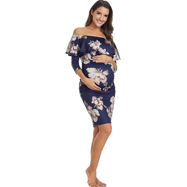 Robe de Grossesse Bleu Foral