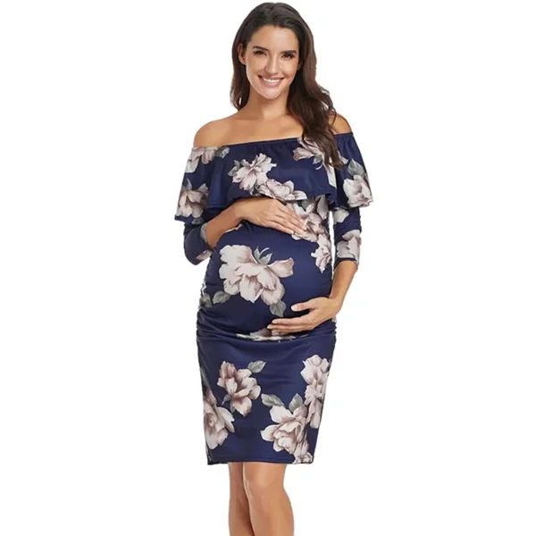 Robe de Grossesse Bleu Foral