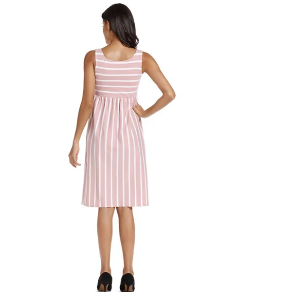 Robe de grossesse débardeur rayée - Rose/Blanc - Reste 1L