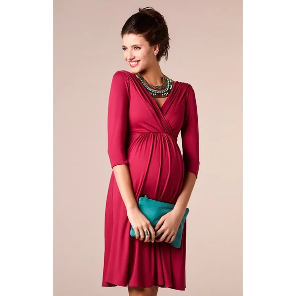 Robe de grossesse et d'allaitement - Bleu/Rouge