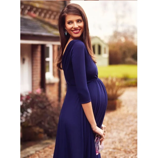 Robe de grossesse et d'allaitement - Bleu/Rouge