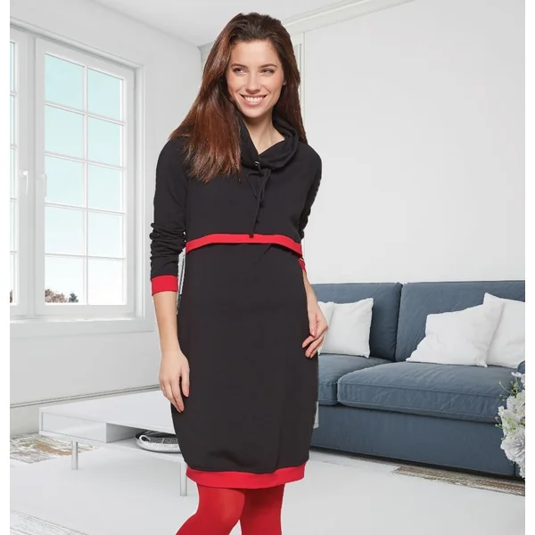 Robe de grossesse et d'allaitement chaude en polaire et coton premium - Reste 1L