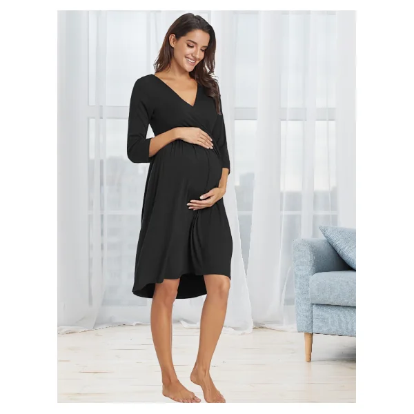 Robe de grossesse et d'allaitement confortable - Noir/Gris/Bleu
