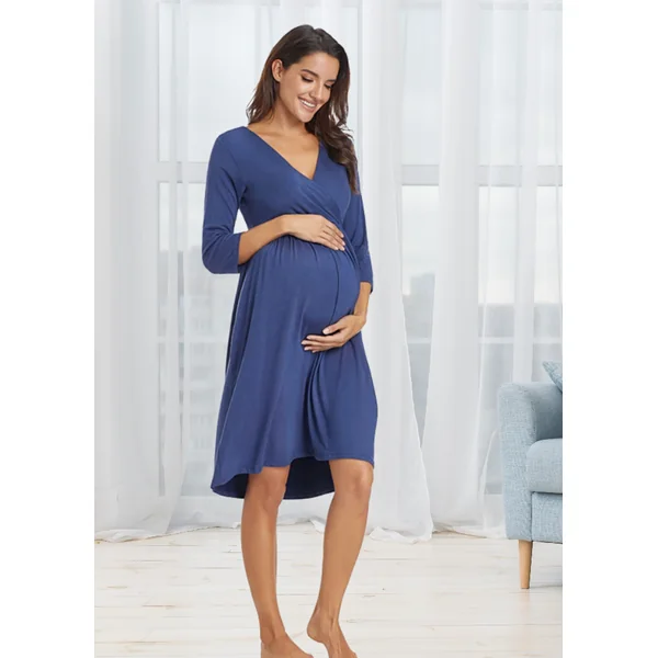 Robe de grossesse et d'allaitement confortable - Noir/Gris/Bleu