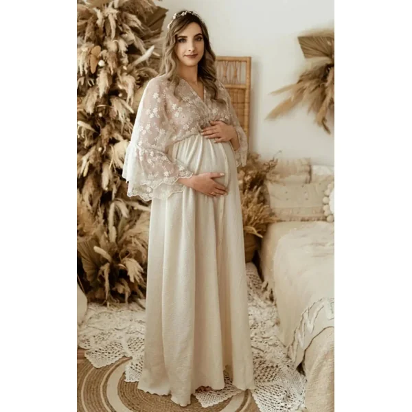 Robe de Grossesse Longue Cérémonie Style Bohème