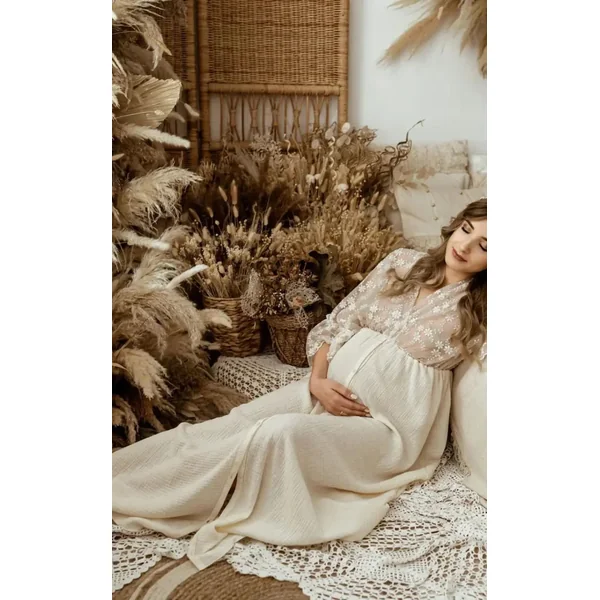Robe de Grossesse Longue Cérémonie Style Bohème