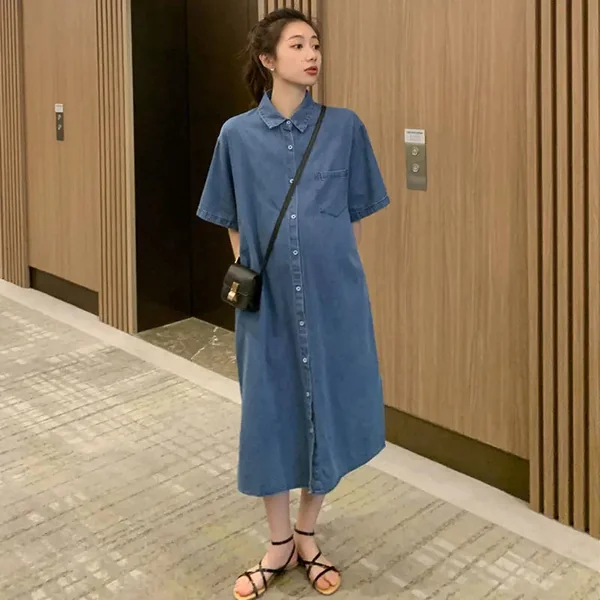 Robe De Grossesse Longue en Jean
