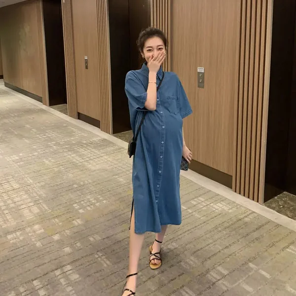 Robe De Grossesse Longue en Jean