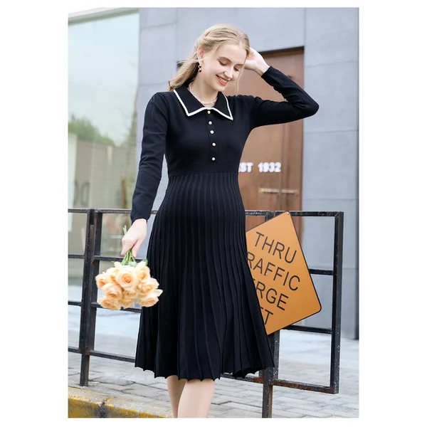 Robe de grossesse mi-longue de style anglais