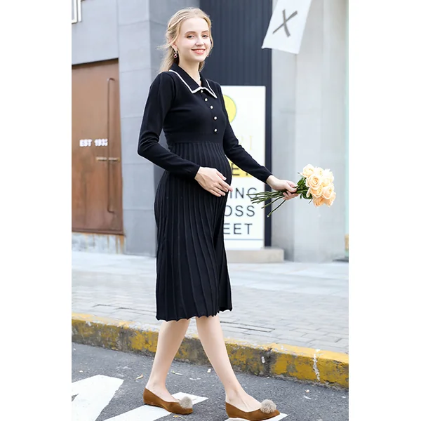 Robe de grossesse mi-longue de style anglais