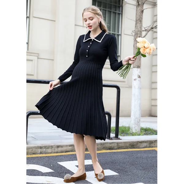 Robe de grossesse mi-longue de style anglais