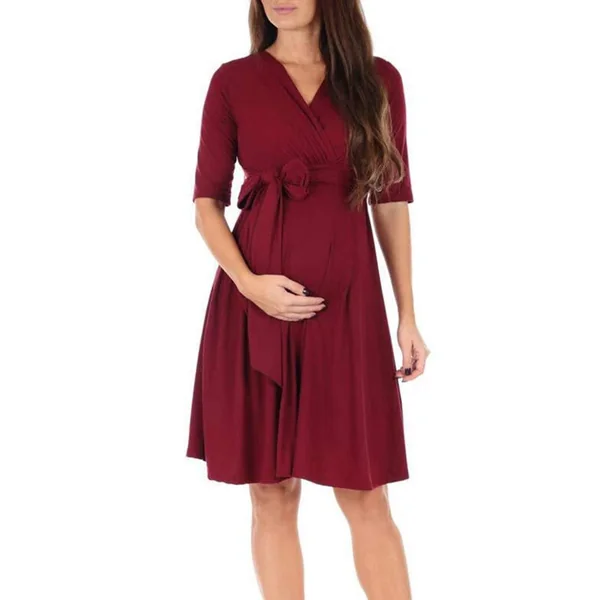 Robe de Grossesse Nouer à Col V