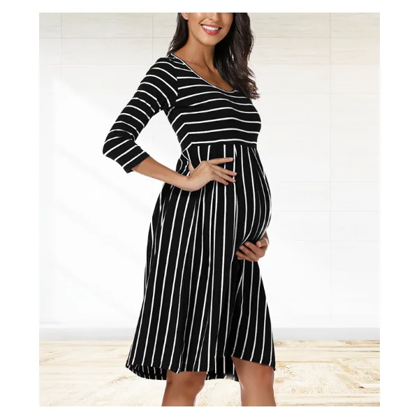 Robe de grossesse rayée -Noir/Rose/Blanc/Marine - Livré en 48H/72H