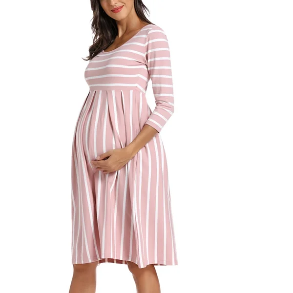 Robe de grossesse rayée -Noir/Rose/Blanc/Marine - Livré en 48H/72H