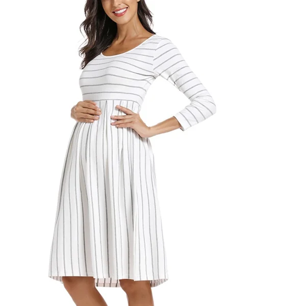 Robe de grossesse rayée -Noir/Rose/Blanc/Marine - Livré en 48H/72H