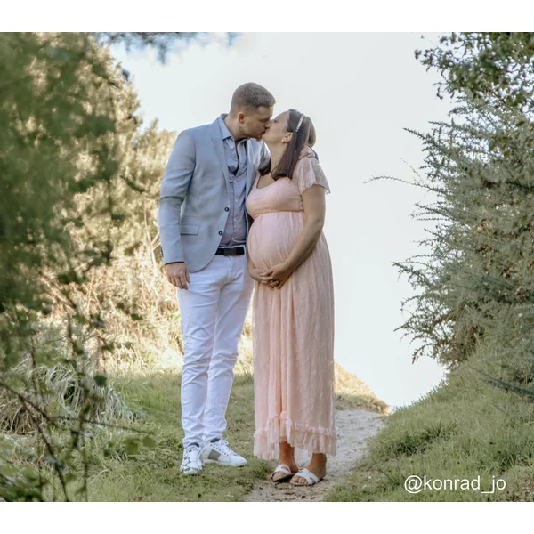 Robe de grossesse shooting photo 1001 nuits - Rose/Blanc