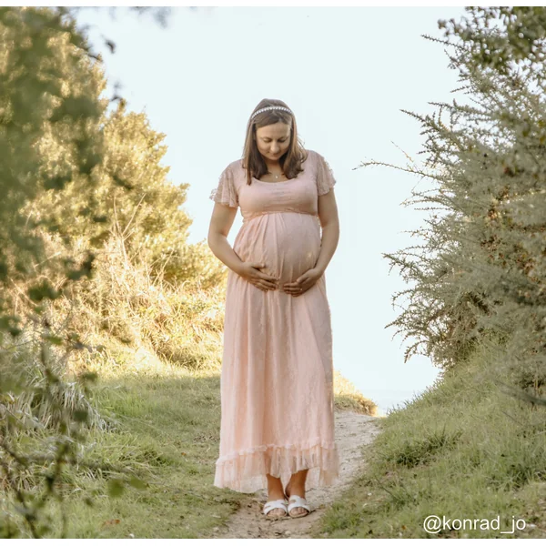 Robe de grossesse shooting photo 1001 nuits - Rose/Blanc