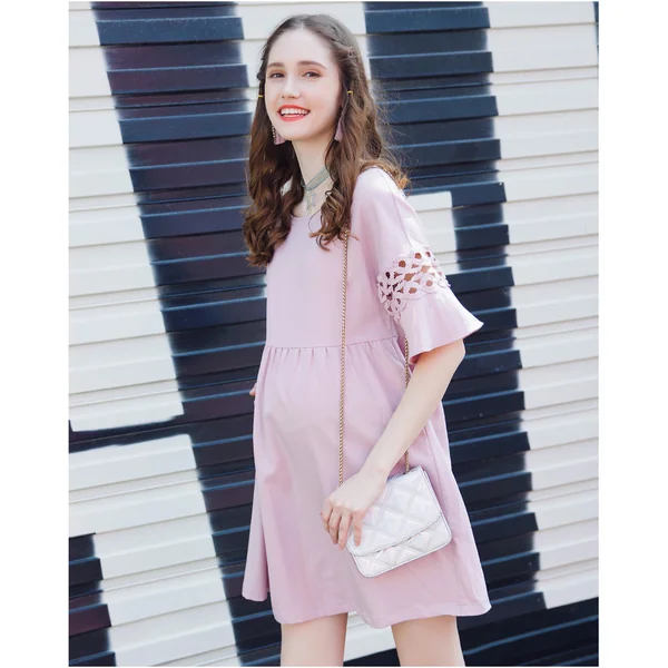 Robe de grossesse spécial allaitement - Rose/Bleu - Reste T36