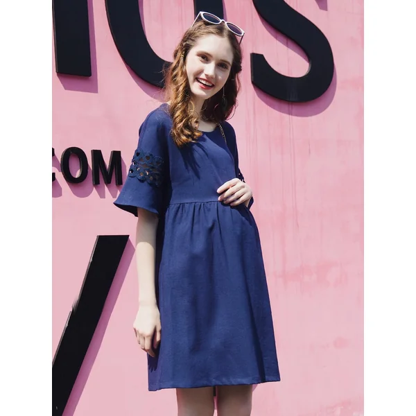 Robe de grossesse spécial allaitement - Rose/Bleu - Reste T36