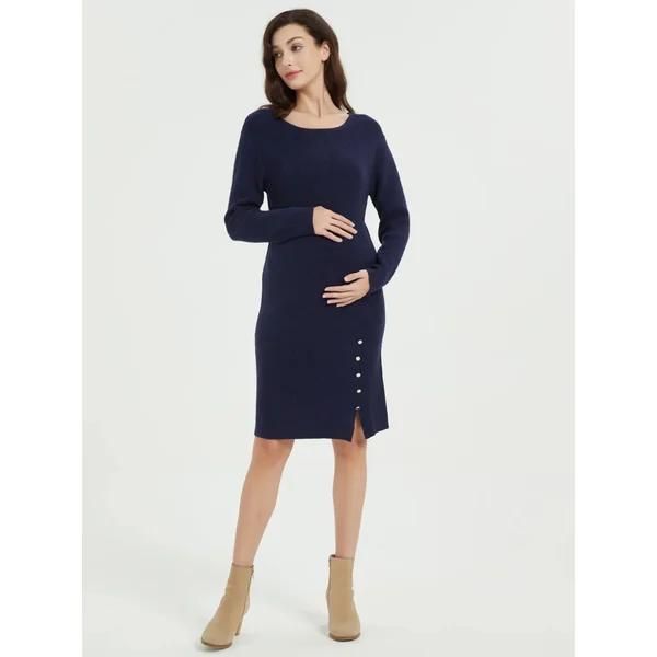 Robe de Grossesse à Fentes Boutonées