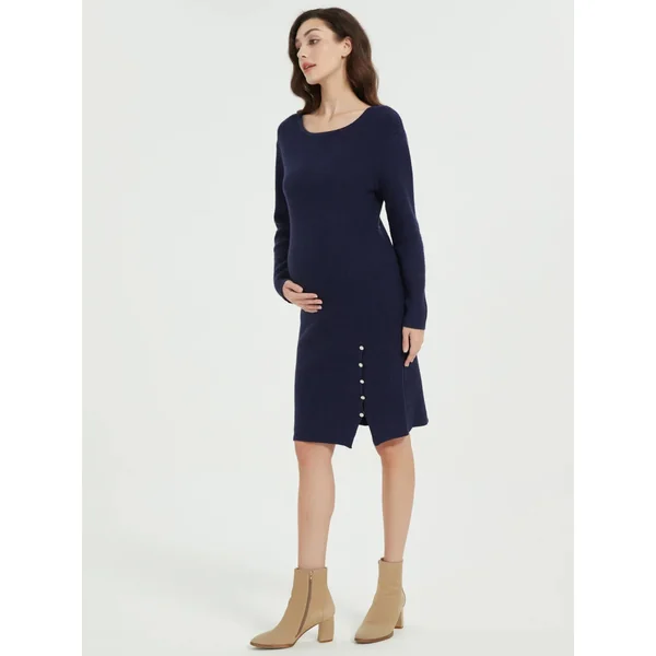Robe de Grossesse à Fentes Boutonées