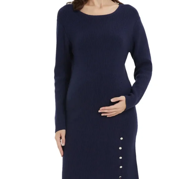 Robe de Grossesse à Fentes Boutonées