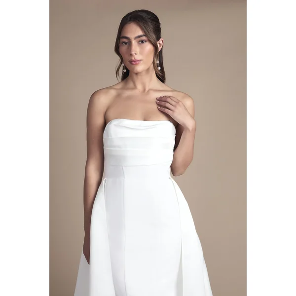 Robe de Mariée Bustier Bandeau Ligne A en Satin