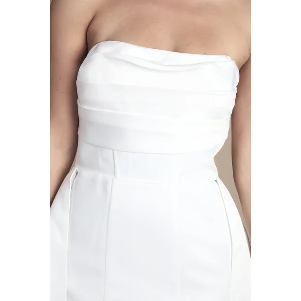 Robe de Mariée Bustier Bandeau Ligne A en Satin