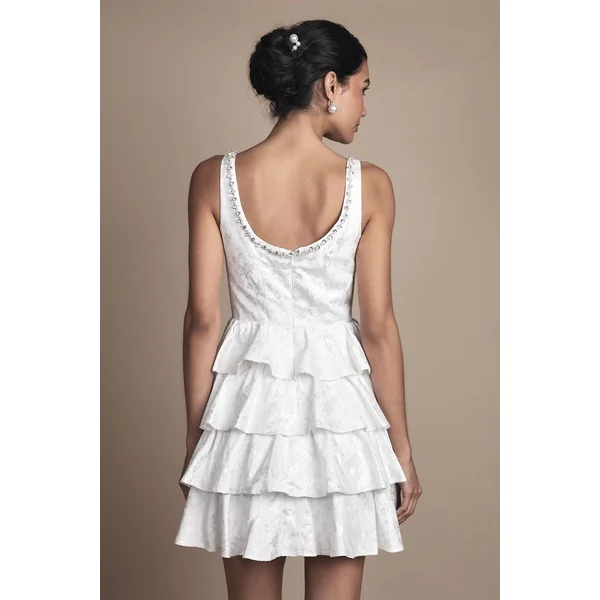 Robe de Mariée Courte à Ourlet Volants
