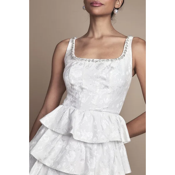 Robe de Mariée Courte à Ourlet Volants