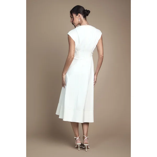 Robe de Mariée Mi-Longue Sans Manches avec Ceinture